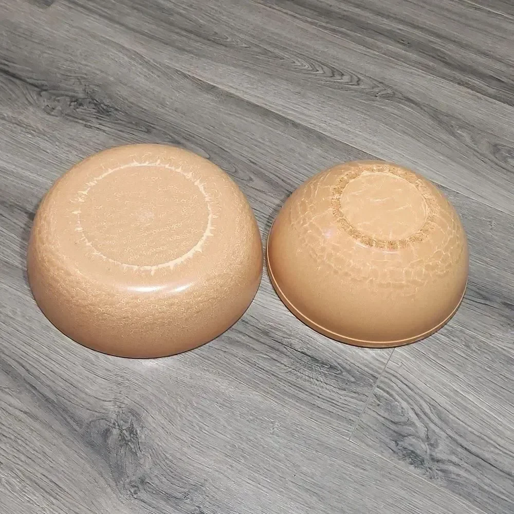 Set Of 2 Vintage 70's Coated Wooden Ellingers LG Mixing Bowls